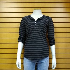 Lucy Love Black Gray Striped 3/4 Tab Sleev…
